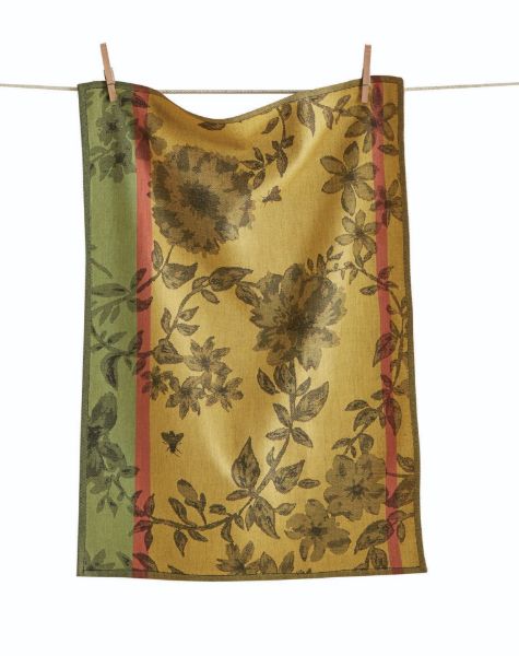 Picture of bee floral jacquard dishtowel - yellow, multi