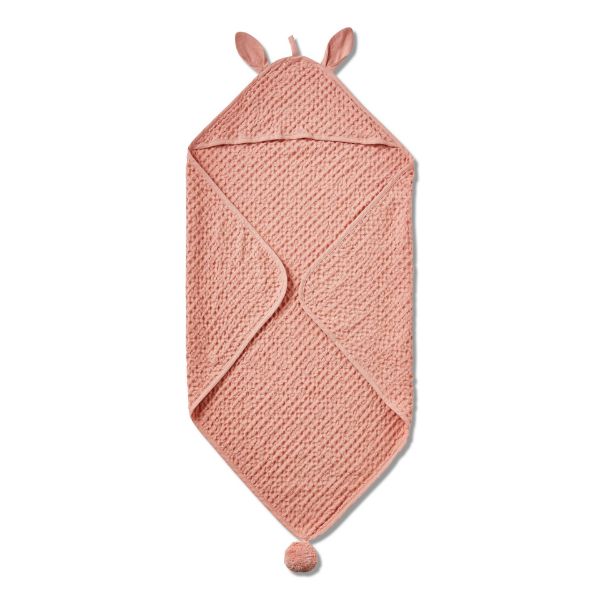 Picture of bunny hooded waffle weave towel - blush