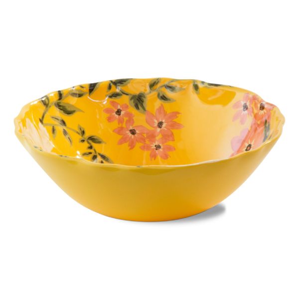 Picture of bee floral melamine serving bowl - yellow, multi