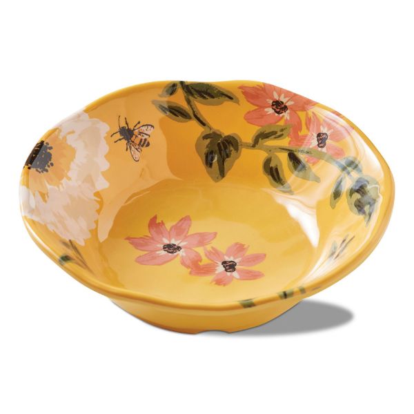 Picture of bee floral melamine bowls set of 4 - yellow, multi