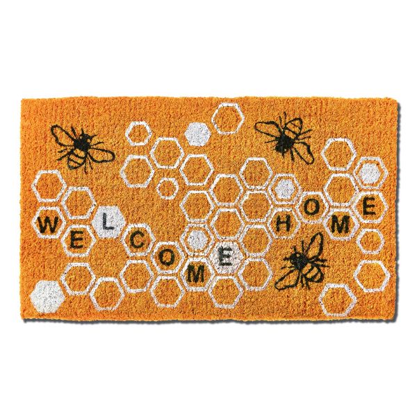 Picture of welcome home honeycomb coir mat - yellow, multi