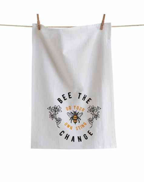 Picture of bee the change do your own sting floursack dishtowel - white, multi