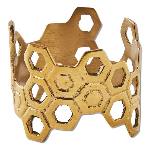 Picture of honey comb napkin ring - gold