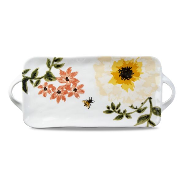 Picture of bee floral rectangular platter - multi