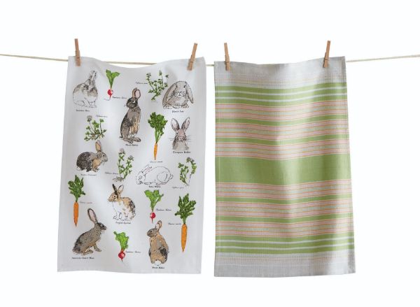 Picture of garden bunnies dishtowel set of 2 - multi