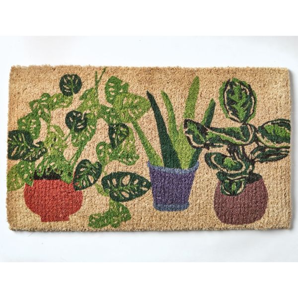 Picture of row of plants coir mat - green, multi
