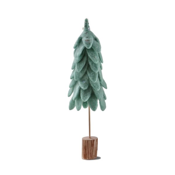 Picture of wooly felt tree with log base tall - light green