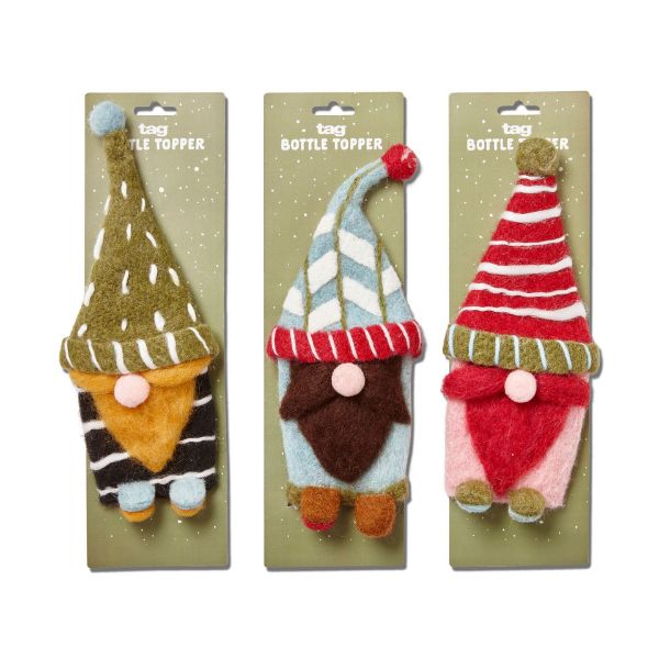 Picture of gnomie bottle toppers assortment of 3 - multi