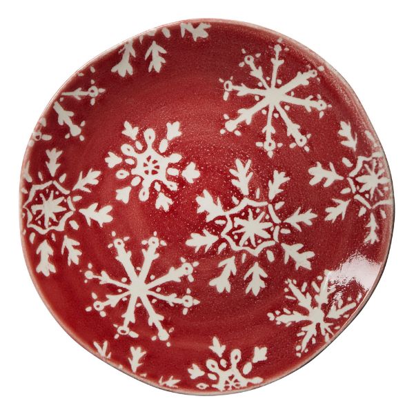 Picture of snowflake appetizer plate - red