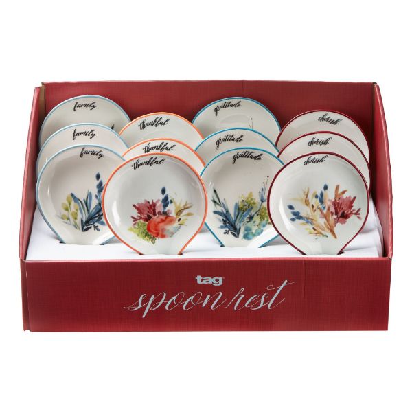 Picture of botanical spoon rest assortment of 12 & cdu - multi