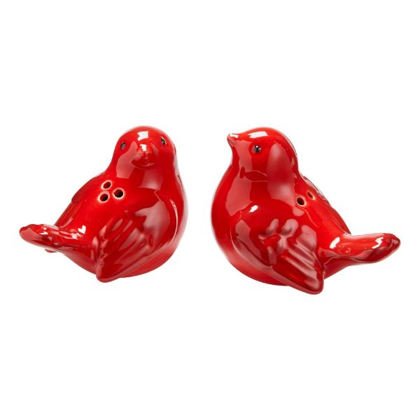 Picture of love bird salt and pepper set of 2 - red