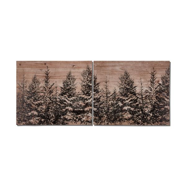 Picture of winter forest trees set of 2 - gray