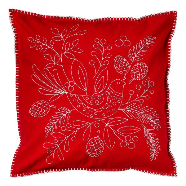 Picture of partridge pinecone pillow - red