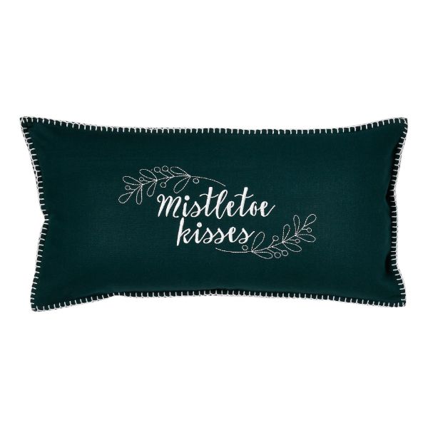 Picture of mistletoe kisses pillow - green
