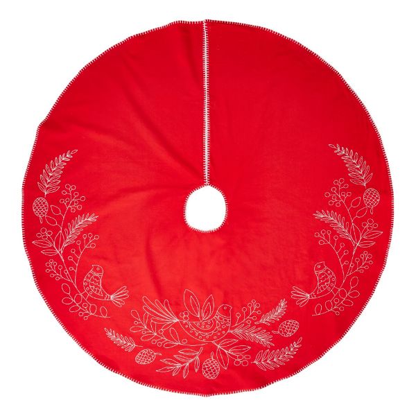 Picture of partridge sprig tree skirt - red