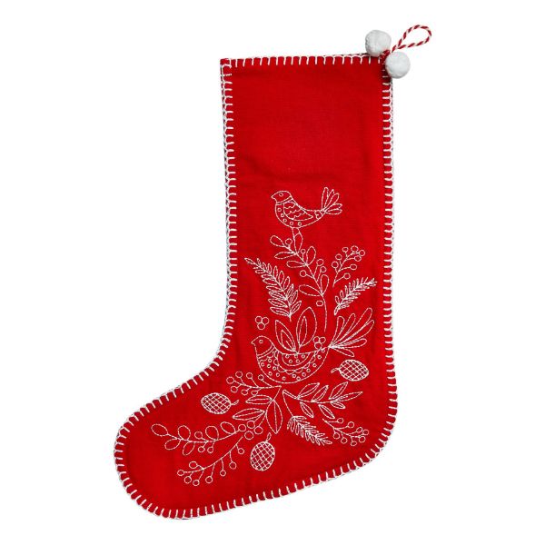 Picture of partridge sprig stocking - red