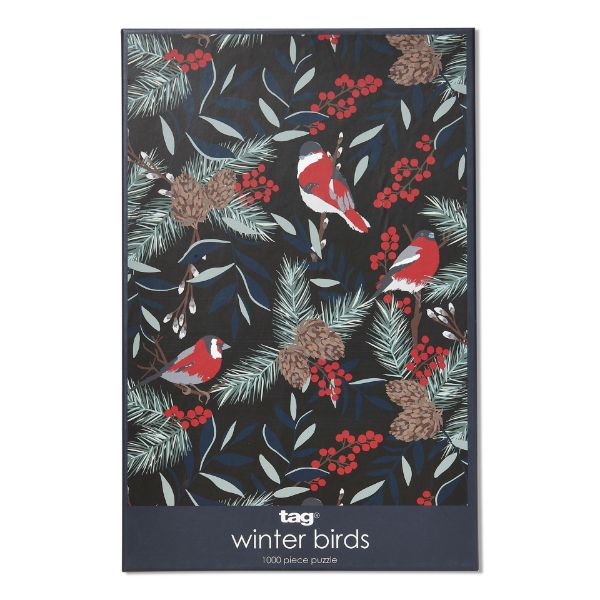 Picture of winter birds puzzle - black, multi
