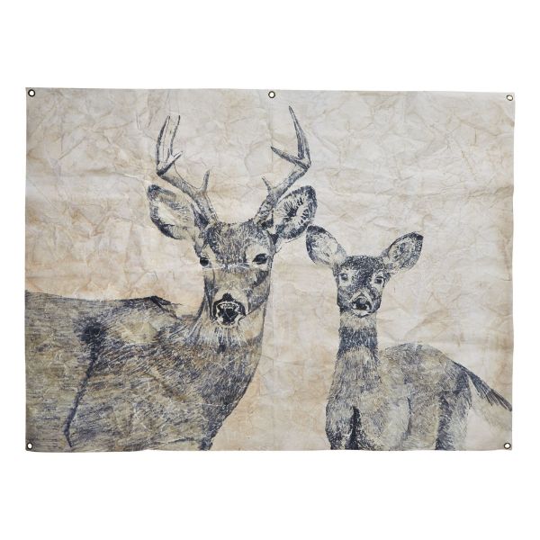 Picture of deer and fawn wall art - natural