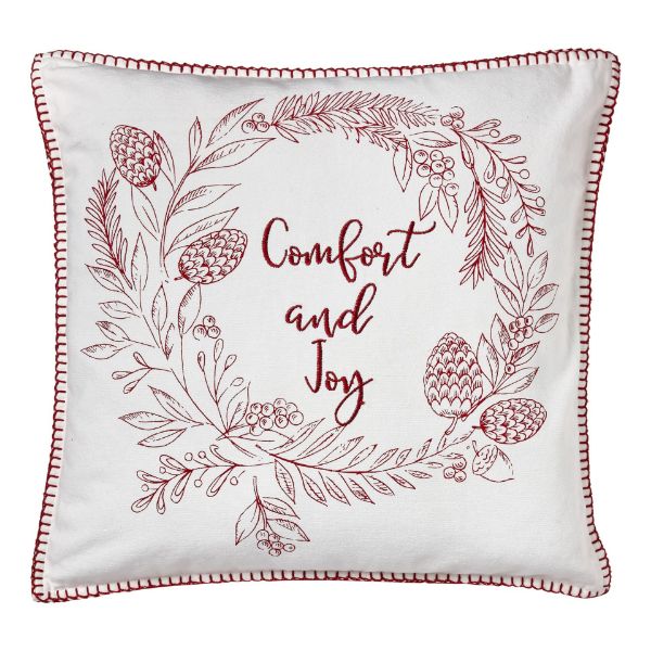 Picture of comfort and joy pillow - white, multi
