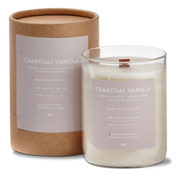 Picture of charcoal and vanilla fragrant candle - ivory