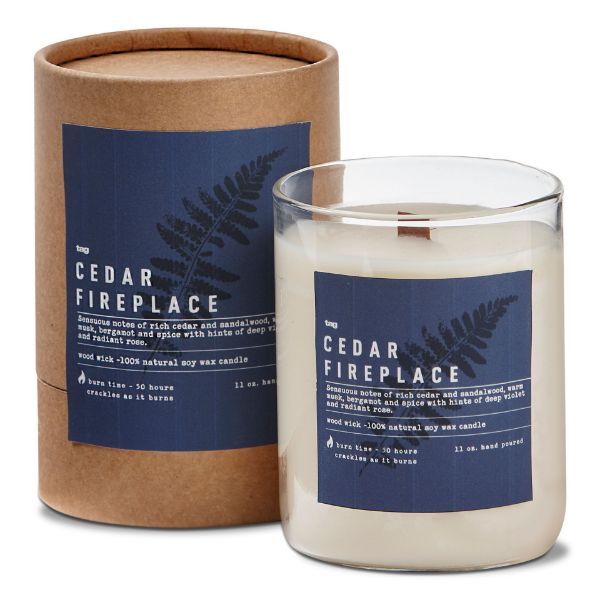 Picture of cedar fireplace fragrant candle - ivory