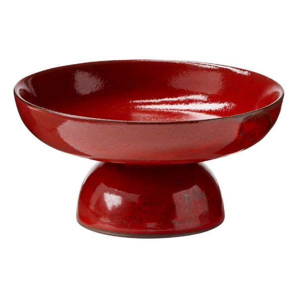 Picture of reactive glaze footed bowl - red