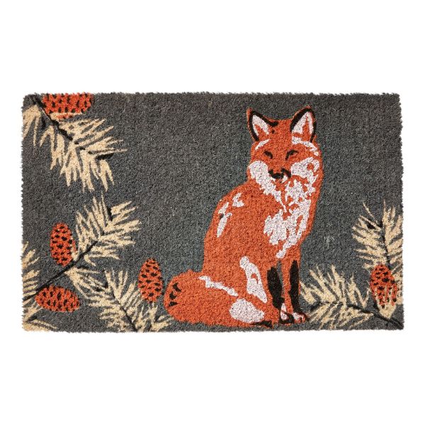 Picture of fox & pinecone sprigs coir mat - gray, multi