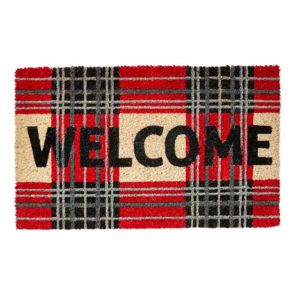 Picture of welcome plaid coir mat - multi