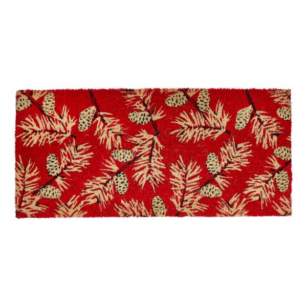 Picture of pinecone sprig estate coir mat - red, multi