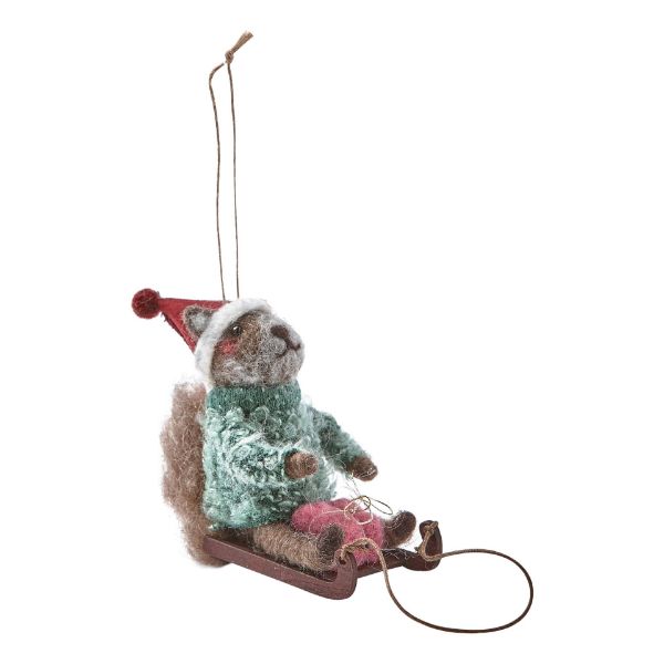 Picture of sledding squirrel ornament - multi