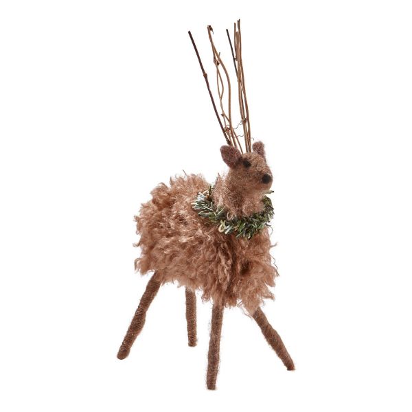 Picture of wooly standing deer decor - brown, multi