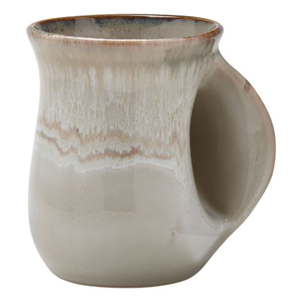 Picture of drift reactive glaze handwarmer mug - ivory