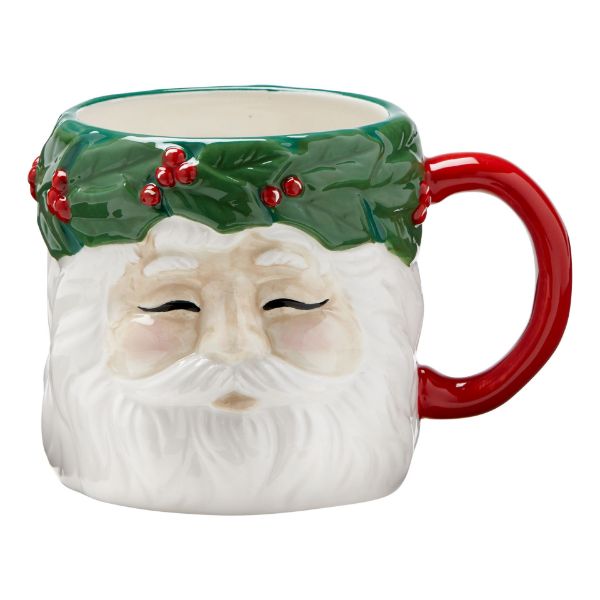 Picture of vintage santa with wreath mug - multi