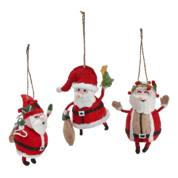 Picture of tis season santa ornaments assortment of 3 - multi