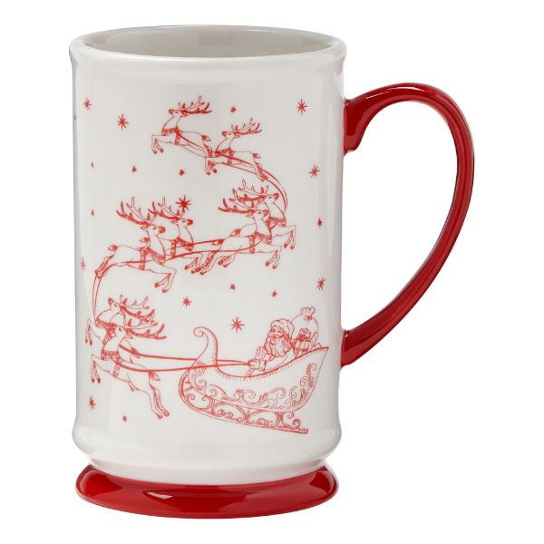 Picture of tis season santa sleigh mug - red, multi