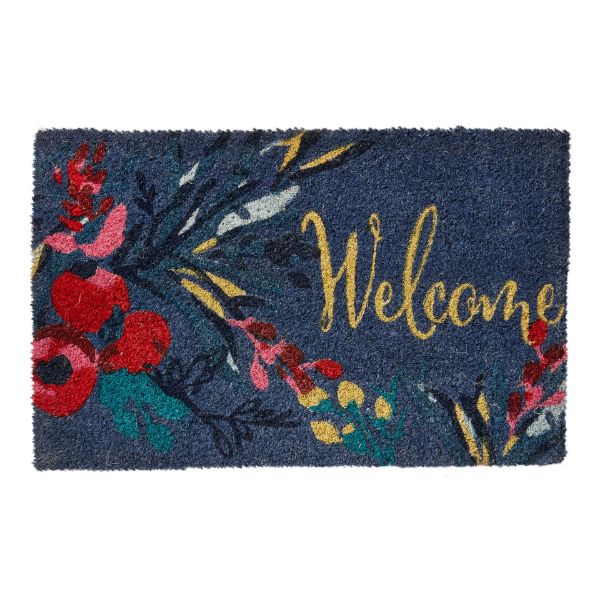 Picture of autumn botanical welcome coir mat - blue, multi