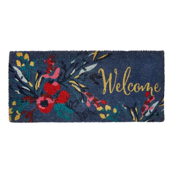 Picture of autumn botanical welcome estate coir mat - blue, multi