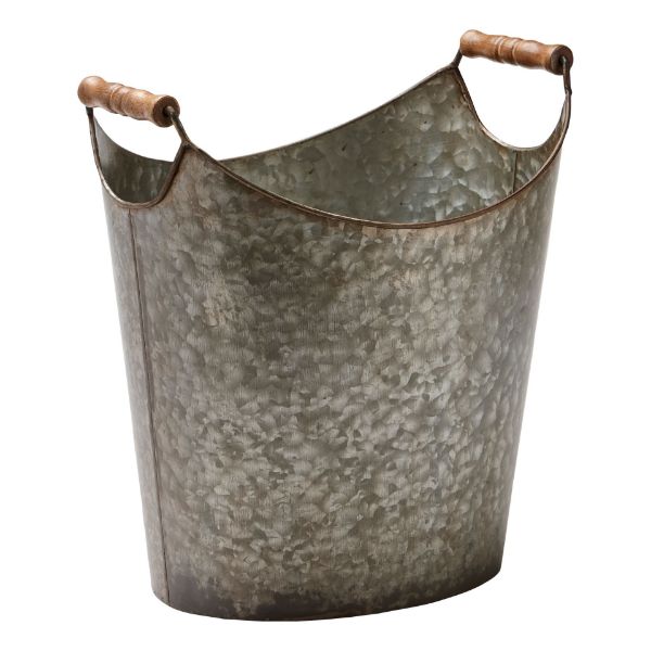 Picture of flower market bucket with handle - galvanized