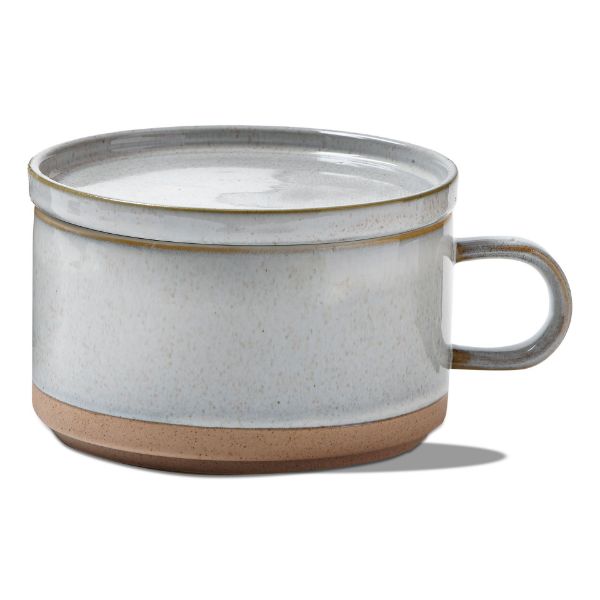 Picture of stacking soup mug w lid - white, multi