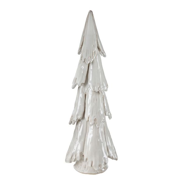 Picture of tall pine snowy tree decor - white