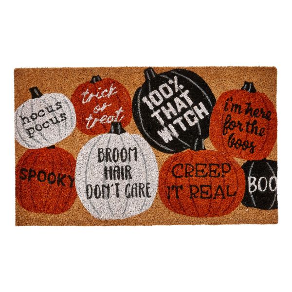 Picture of trick or treat pumpkins rubber backed mat - multi