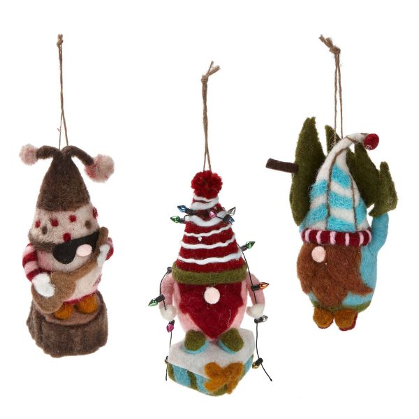 Picture of festive gnomies ornament assortment of 3 - multi
