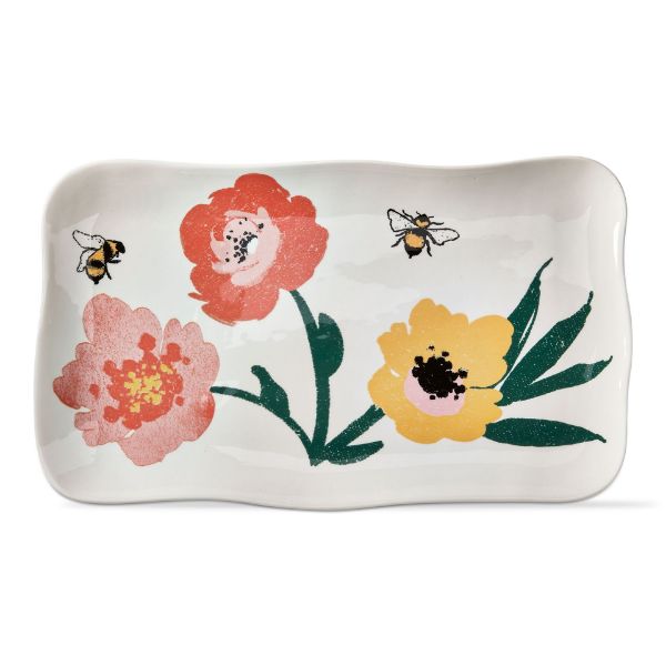 Picture of bee blossom rectangle platter - multi
