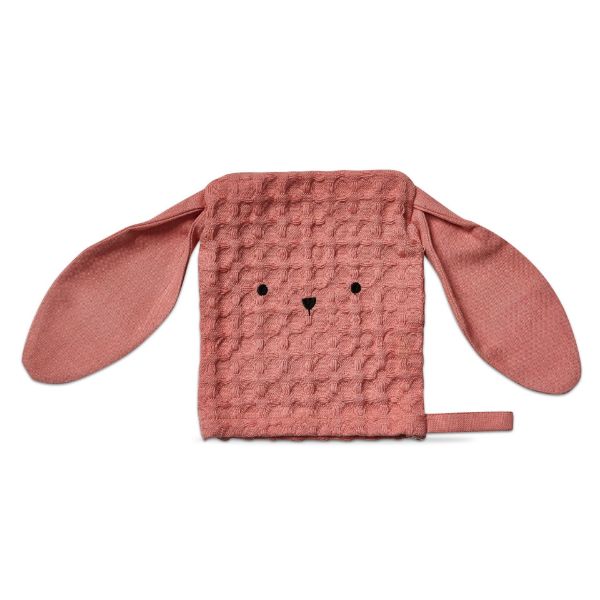Picture of bunny waffle weave bath mitt - blush