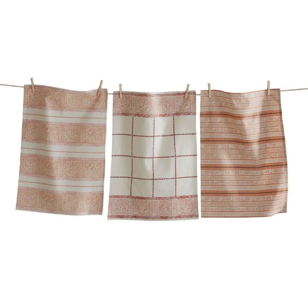 Picture of earth dishtowel assortment of 3 - coral