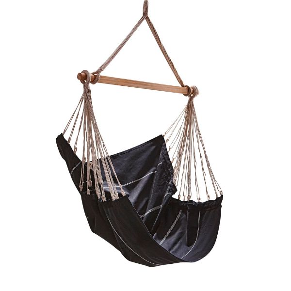 Picture of woven stripe hammock chair - black, multi