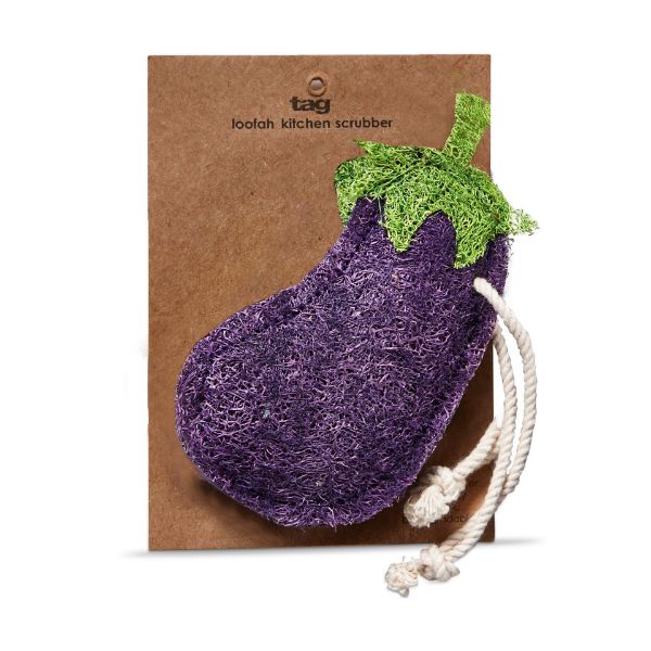 Picture of eggplant loofah scrubber - purple, multi