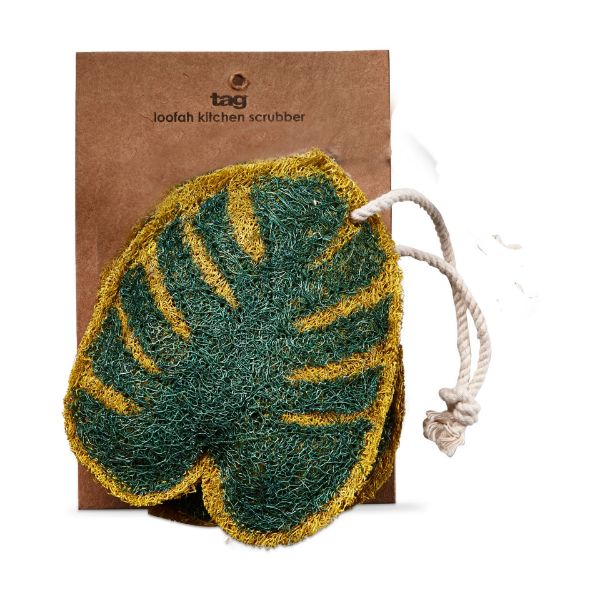 Picture of monstera loofah scrubber - green, multi