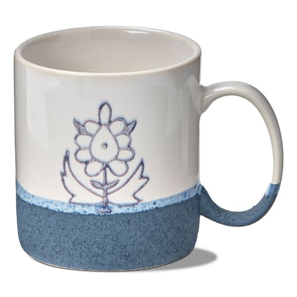Picture of floral block print mug - blue, multi