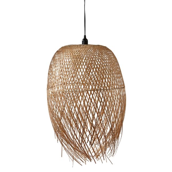 Picture of birds bamboo woven pendant lamp - natural